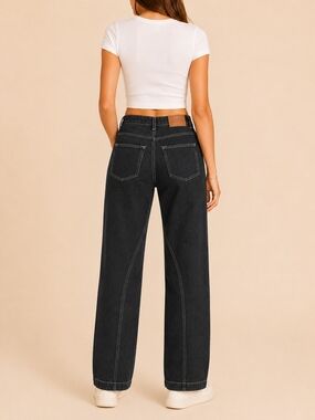 We The Free Black High-Rise Wide Leg Jeans